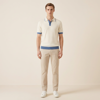 Polo en maille pour homme OEM, col polo, manches courtes, mélange viscose et nylon, bordure contrastée