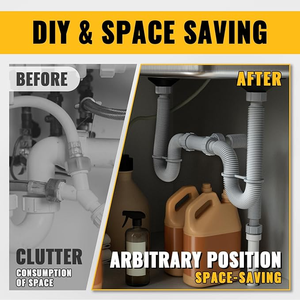 ชุดท่อระบายน้ำอ่างล้างหน้าคู่แบบโมเดิร์น PP ชุบโครเมียม ขนาด 58 มม. พร้อม P-Trap แบบยืดหยุ่น ชุดข้อต่อครบชุด ติดตั้งได้ปรับได้ - Product Image 6