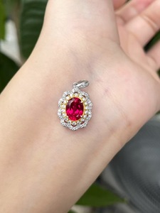 S925シルバールビーペンダント、ツートーンヴィンテージハローファインジュエリー（女性用） - Product Image 5