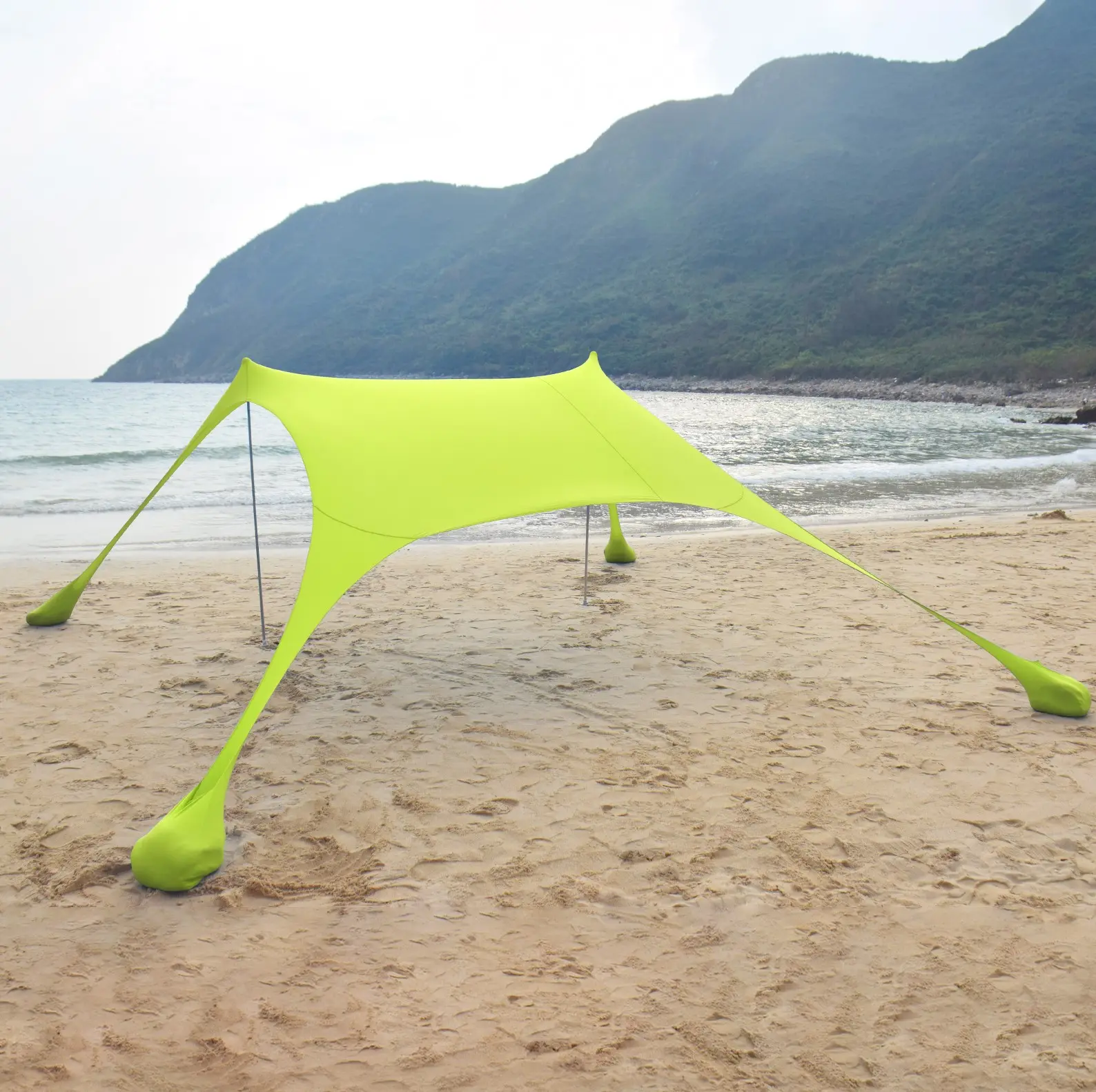 Tienda de playa de tela de LICRA de alta calidad, con anclas y clavijas de bolsa de arena, carpa de playa instantánea Pop-Up, parasol de playa