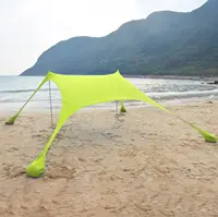 Tenda Pantai Kain Spandeks Kualitas Tinggi dengan Jangkar dan Pasak Karung Pasir Ringan Instan Muncul Tenda Pantai Pantai Naungan Matahari
