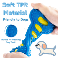 Jouet interactif pour chien en forme d'os qui couine, en TPR, double couche, pour chiens de petite et moyenne taille