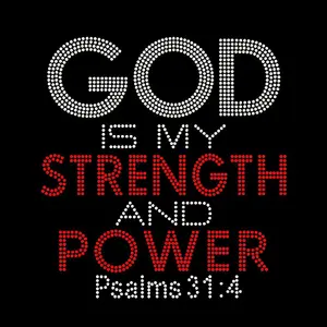 Deus é minha força e potência psalms 31:4 hotfix religioso strass design de transferência ferro para roupas