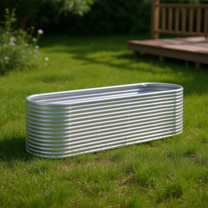 Fioriera da Giardino in Acciaio, Design Minimalista Ellittico Verniciato a Polvere Argento, Vasi per Fiori - Product Image 2