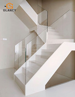 Rampe d'escalier en verre minimaliste moderne, rampe d'escalier en verre sans cadre, rampe d'escalier intérieure, design noir mat