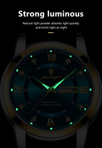 Orologio <span class=keywords><strong>da</strong></span> uomo Poedagar 936, casual, alla moda, in pelle, impermeabile, luminoso, al quarzo, con cinturino in acciaio inossidabile e calendario. - Product Image 4