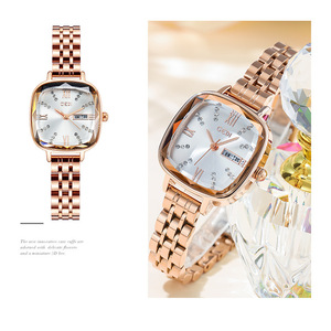 Montre carrée élégante pour femmes, montre à bracelet en acier pour femmes, montre cadeau pour banquet - Product Image 1