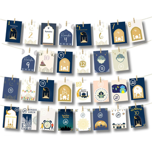 Ramadán Mubarak Eid Decoraciones 30 Ramadán Calendario de Adviento Tarjeta con buenas acciones Ramadán Mubarak Calendario Tarjetas Banner - Product Image 1