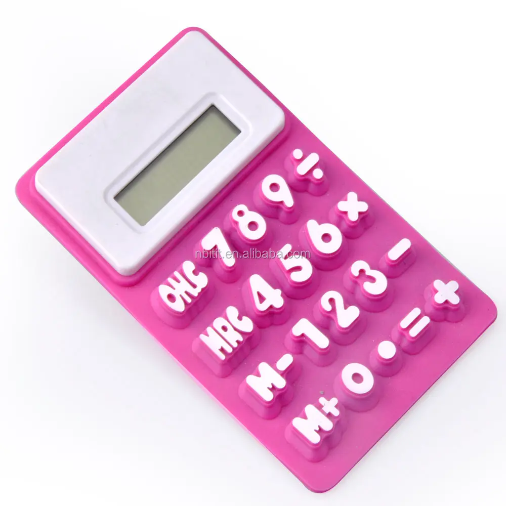 Small Size Rubber Calculator Flat Square Flexible Folded Rubber Soft Silicone Calculator