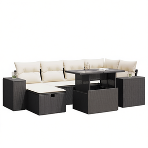 Conjunto de Sofás de Jardín de Mimbre Sintético PE con Cojines Impermeables, Diseño Contemporáneo para Patio o Jardín - Product Image 1