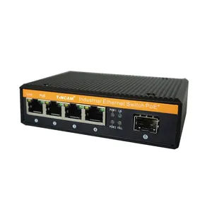TINCAM 5 Ports PoE-Switch Full Gigabit Industrial Network Switch 4 * Rj45 1 SFP-Port Media Fast Ethernet-Konverter