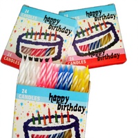 Bougies d'anniversaire en cire de paraffine colorées à rayures spirales, 24 pièces en boîte, écologiques, sans fumée, pour gâteaux, Pâques, Nouvel An
