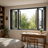 Fenêtre accordéon pliante JUNYAO, résistante aux ouragans, à rupture de pont thermique Low-E, certifiée NFRC AS2047 CE 6063-T5, fabrication OEM pour villas