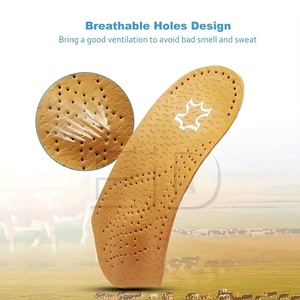 Semelles orthopédiques en cuir véritable respirantes pour absorption des chocs au <span class=keywords><strong>talon</strong></span>, soutien de la voûte plantaire et facilitation de la circulation plantaire, idéales pour les pieds plats - Product Image 4