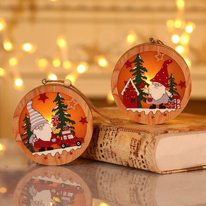 Nuevo producto transfronterizo: Colgante luminoso de madera con diseño de Anciano del Bosque Navideño, decoración para árbol de Navidad, estrella redonda de cinco puntas - Product Image 3