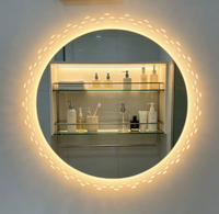 Miroir de salle de bain LED intelligent rond avec cadre doré, miroir mural pour vanité avec commande tactile et éclairage frontal à intensité réglable