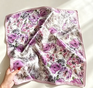 Womens 70cm Square Silk Scarf With Red <strong>Background</strong> And White Rose Print For Elegant Styling - Product Image 2