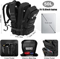 Sac à dos tactique pour la randonnée, le camping et les voyages avec tissu imperméable et grande capacité de rangement extérieur