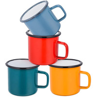 Mugs et tasses en émail vintage portables avec poignée pour le bureau à domicile, le camping, les pique-niques, les voyages, 12 oz, 8 oz, 11 oz, 16 oz, pour le café, le lait, la bière