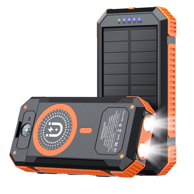 Fast Charging Waterproof Magnetic Solar Portable Micro Compatible Outdoor Wireless Charger Power Bank Power Banks