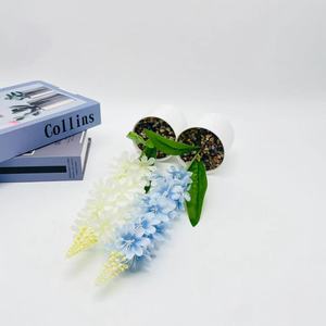 Bonsaï de jacinthe artificielle Paulon, 36 cm de haut, blanc, bleu, champagne, décoration intérieure, vase à fleurs avec galets - Product Image 4