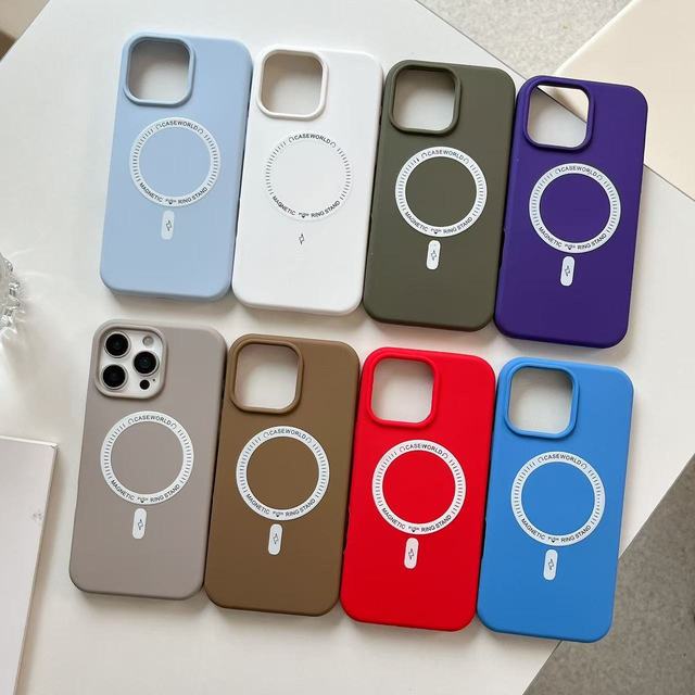 Magnetic Silicone Phone Case for iPhone 15 Pro Max 14/13 Fast Charging Compatible Customizable Protective Cover Model 02 Made