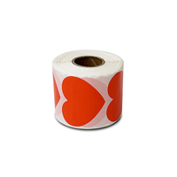 Stiker Label Termal Warna Kustom 50mm Perekat Sendiri Printer Termal Langsung Label Bulat Stiker Bentuk Hati Berwarna