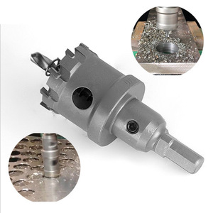 Foret en carbure d'alloy pour acier inoxydable avec <span class=keywords><strong>mandrin</strong></span> <span class=keywords><strong>SDS</strong></span> et queue triangulaire pour percer des plaques d'acier de 15 à 100 mm de diamètre - Product Image 1