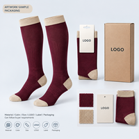 Chaussettes de compression pour mollets en tricot, pour la course, couleur vin avoine, personnalisées, avec ajustement du mollet et de la pointe du pied, en Spandex et Nylon, avec gradation de taille