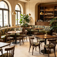 Ensemble de sièges de restaurant commercial, canapé moderne, table et chaises pour café, hôtel, bar, meubles en bois massif et en cuir