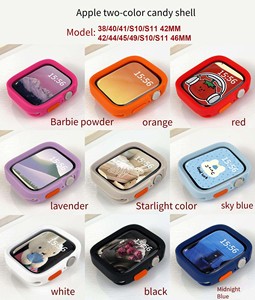 BEEFLYPOWER <span class=keywords><strong>Coque</strong></span> de protection intégrale en TPU bicolore effet bonbon pour <span class=keywords><strong>Apple</strong></span> <span class=keywords><strong>Watch</strong></span> Series 11 10 42 46mm 9 8 Accessoires - Product Image 3
