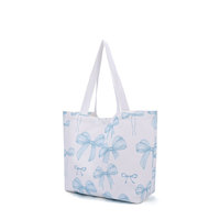 Ab-Werk-Preis Große Kapazität Rosa Blaue Handtasche Schleifendruck Damen Hochwertige Canvas Schultertasche Polyesterfaser