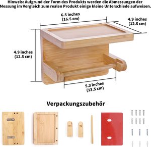 <span class=keywords><strong>Porte</strong></span>-papier hygiénique en bambou <span class=keywords><strong>sans</strong></span> perçage avec étagère pour salle de bain, toilette, <span class=keywords><strong>porte</strong></span>-<span class=keywords><strong>rouleau</strong></span> de toilette multifonctionnel - Product Image 4