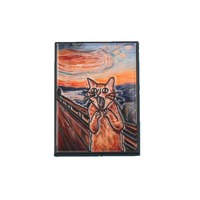 Pin de Esmalte con Diseño de Gato Gritando Divertido, Pin de Solapa Parodia de Pintura Famosa