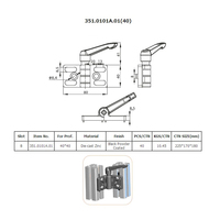 Charnière pivotante pliable réglable avec poignée de verrouillage pour profil 4040, fente 8, charnière de porte à bout