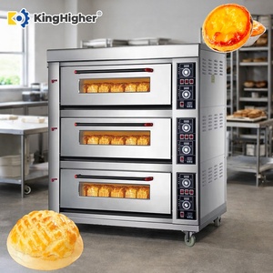 Forno a Gas Commerciale a 3 Piani e 6 Vassoi, Forno Industriale con Controllo Automatico della Temperatura per Panetterie, Attrezzatura per Cottura di Pane e Pizza - Product Image 1