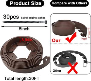 Bordura Paesaggistica 10m, Bordi per Giardino Extra Alti 10cm, Kit Recinzione Flessibile in Plastica Resistente con 30 Picchetti - Product Image 2