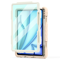 Étui de protection robuste pour iPad Air 13 pouces M2/M3/M4 avec béquille rotative intégrée à 360° et sangle d'épaule, étui pour tablette pour enfants