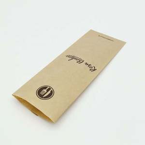 Sac en papier kraft jetable pour restaurant, couverts recyclables, poche en papier avec impression de logo - Product Image 3