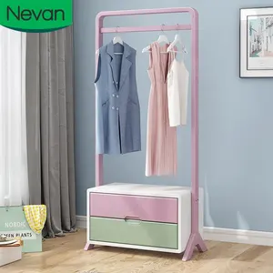 <span class=keywords><strong>Porte</strong></span> <span class=keywords><strong>manteau</strong></span> rose adultes, 1 pièce, roulettes mobiles, organisateur de vêtements, support à suspendre avec tiroir - Product Image 1