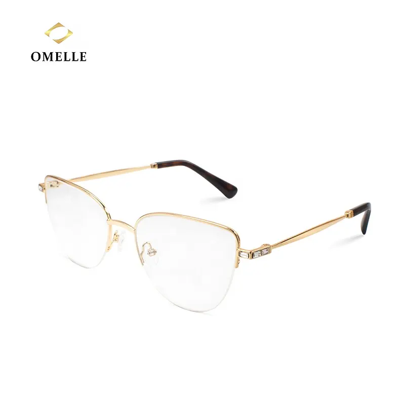 China Best Selling Designer Metal Glasses High Quality Stainless Steel Half Rim Eyewear Optical Eyeglasses Frame