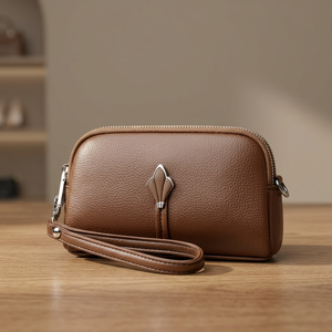 Sac bandoulière vintage en PU avec fermeture éclair, design de serrure décorative, marron, sangle unique, pour usage quotidien automne-hiver - Product Image 3