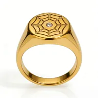 Stilvoller Spinnennetz-Muster Ring mit Funkelnden Zirkonia aus Edelstahl Unisex Mode-Siegelring für Tägliches Tragen Schmuck-Accessoire