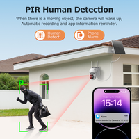 Caméra solaire PTZ miniature CONDA 6MP avec zoom 12X, étanche IP66, audio bidirectionnel, détection de mouvement et caméra de sécurité extérieure sans fil
