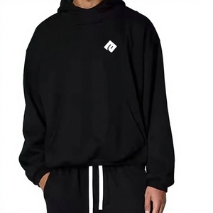 Conjunto Deportivo Unisex con Capucha Negra, 100% Algodón, Corte Holgado, Estilo Casual, con Cordón en la Cintura y Bolsillos Laterales - Product Image 3