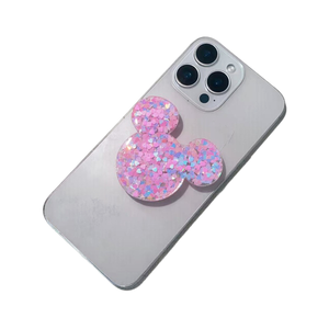 Factory Price Clear Glitter Stand Heart-Shaped Mobile Phone Holder with Falling Glue Effect Phone Grip and <strong>Socket</strong> - Product Image 1