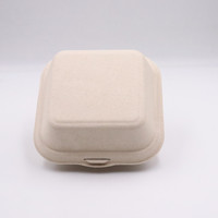 Emballage de déjeuner à emporter frites fast food conteneur biodégradable à clapet bagasse hamburger canne à sucre boîte à hamburgers