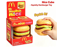 Nouveau design NeeD Oh Burger Cube Squishy Plush Fidget Toy pour les 3 ans et plus, apaise l'humeur, fournit un soulagement sensoriel, réduit l'anxiété, non toxique
