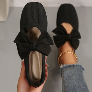 D21 Nuove <span class=keywords><strong>Scarpe</strong></span> <span class=keywords><strong>da</strong></span> <span class=keywords><strong>Donna</strong></span> con Fiocco Grande in Maglia, Punta Tonda, Comode e Traspiranti, <span class=keywords><strong>Scarpe</strong></span> Casual <span class=keywords><strong>da</strong></span> Lavoro a Taglio Basso - Product Image 3