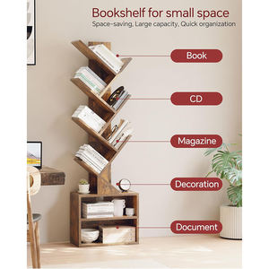 6 टियर लकड़ी के पेड़ बुकशेल्फ़ छोटे भंडारण कैबिनेट आधुनिक लंबा संकीर्ण आयोजक फर्श खड़ा बेडरूम/लिविंग रूम/घर - Product Image 4